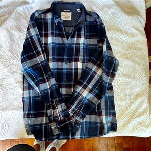 Weatherproof Navy and Gray and orange Plaid Men's Shirt